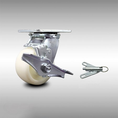 Service Caster 4 Inch Stainless Steel Nylon Caster with Ball Bearing and Brake/Swivel Lock SCC SCC-SS30S420-NYB-TLB-BSL